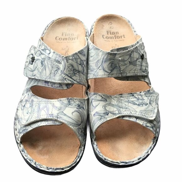 FINN COMFORT SHOES Slip On Leather Jamaica Wedge Sandal Print 42 - Picture 2 of 11